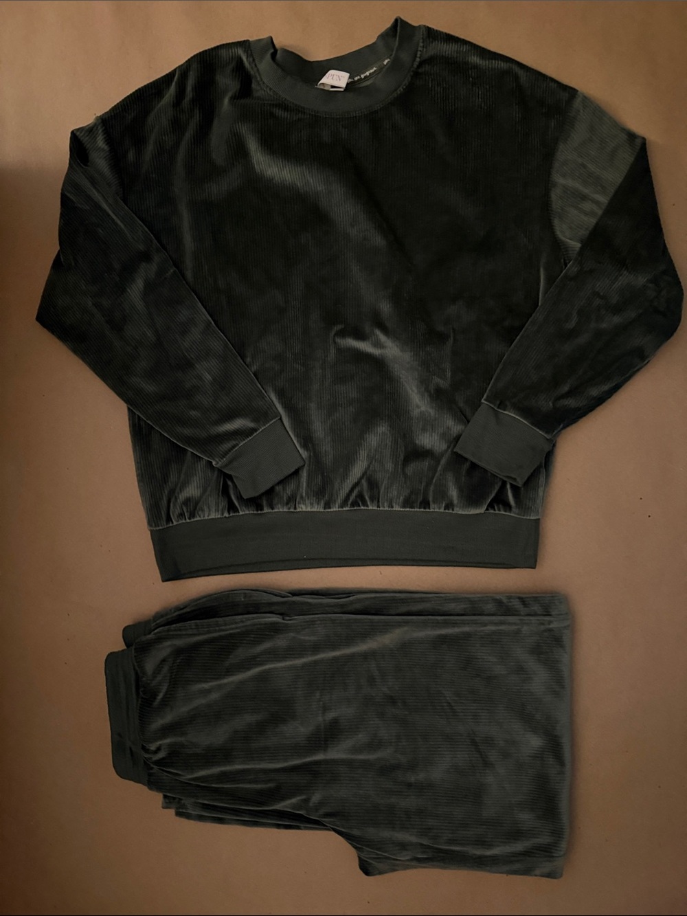 Velour Lounge Pajama Set - Dark Green